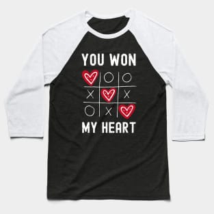 You won my heart Tic Tac Toe Valentine's Day 2021 Funny gift Baseball T-Shirt